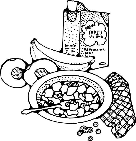 Free Breakfast Clipart Black and White Image