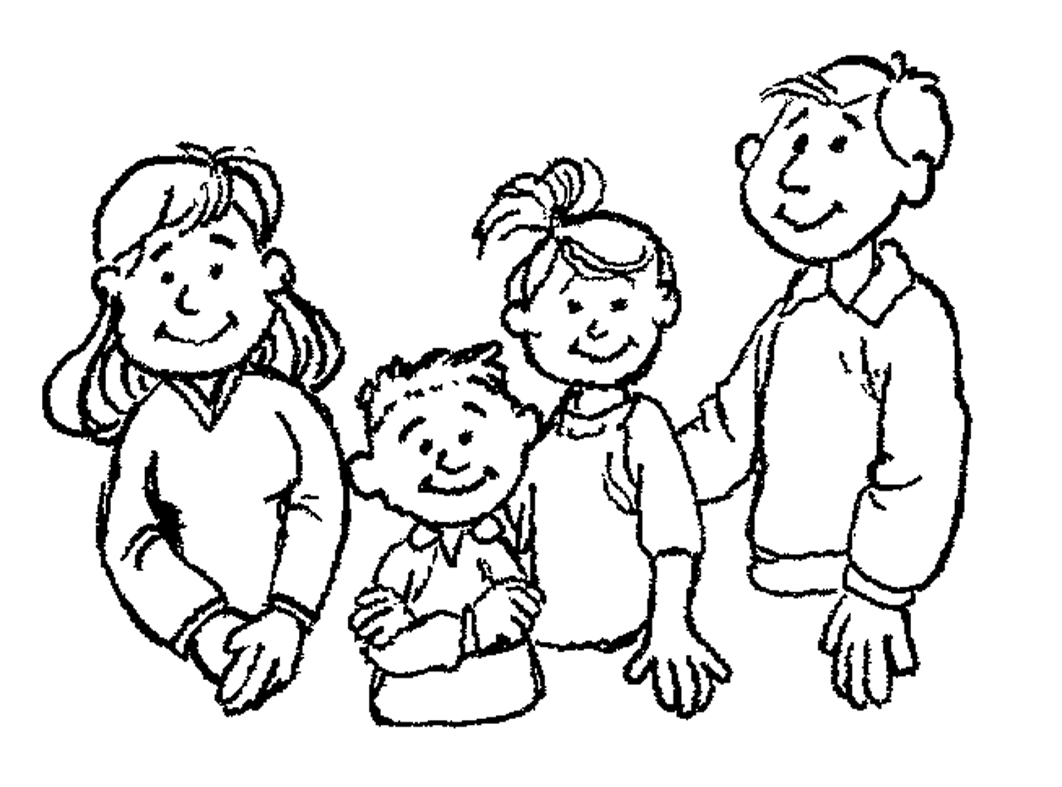 family cartoon images black and white