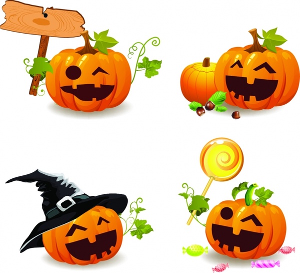 Happy halloween template with evil pumpkins free vector Free