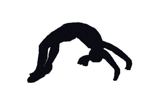 Sports Clipart: Black Gymnastics Silhouette Handspring Tumbling Action Pose  With Hands Down Toward Floor Digital Download Svg Png Dxf Pdf 