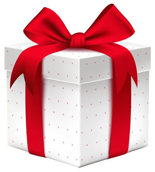 White Gift Box with Red Bow PNG Image