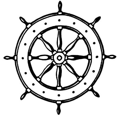 Ship wheel clipart black and white