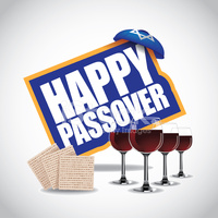 Happy Passover Icon Traditional Matzoh and Wine Eps10 Vector stock