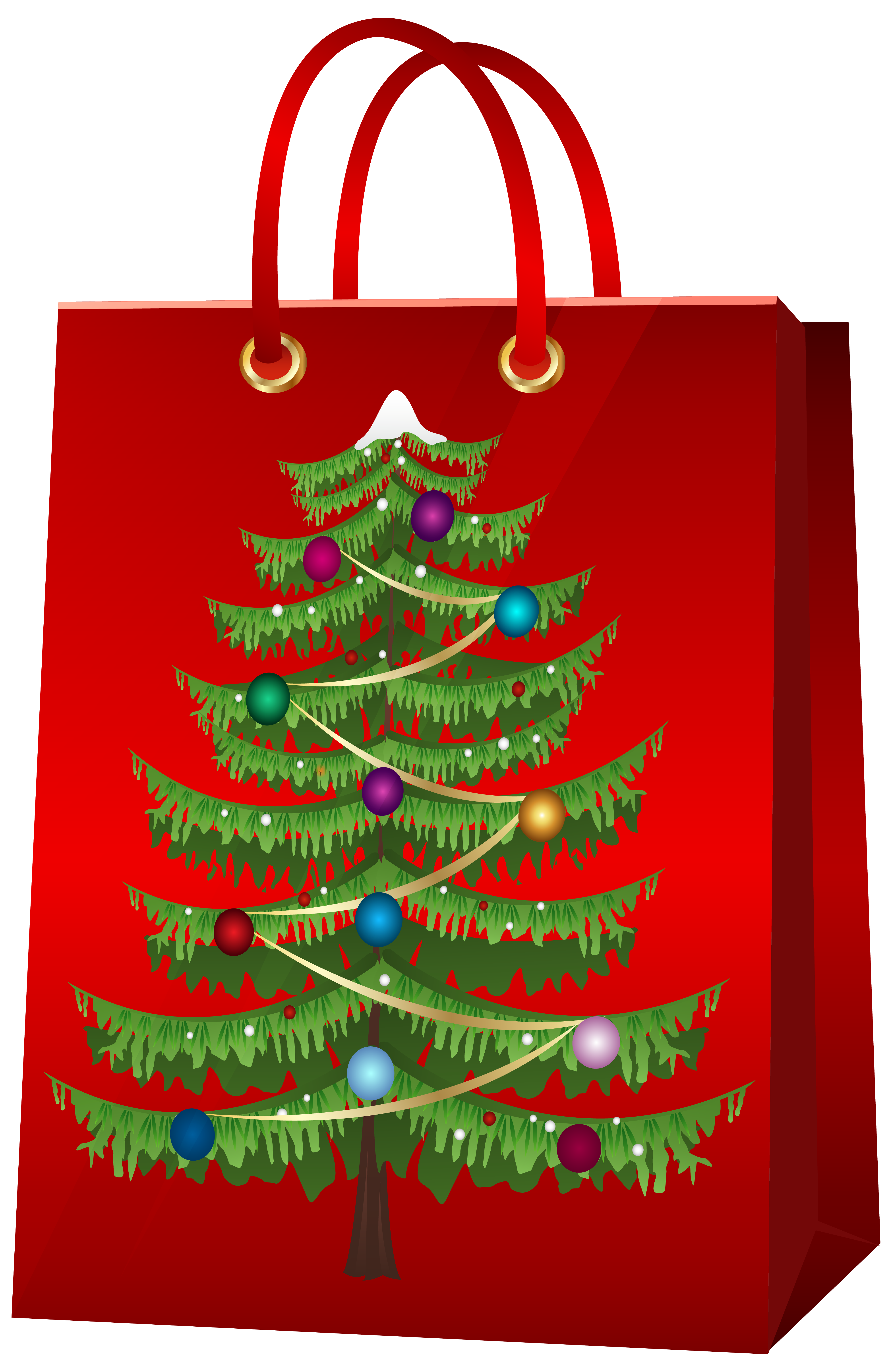 Christmas Gift Bag with Christmas Tree PNG Clip Art Image