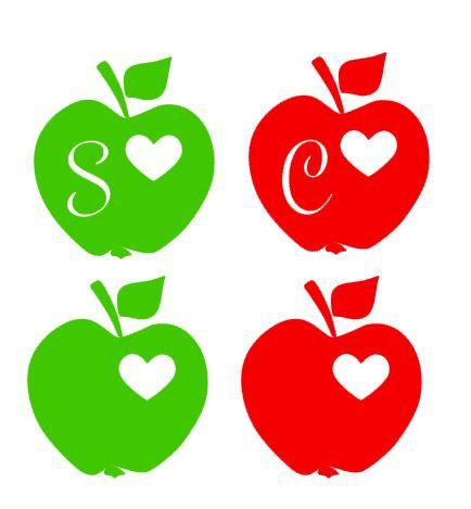 Apple with heart clipart