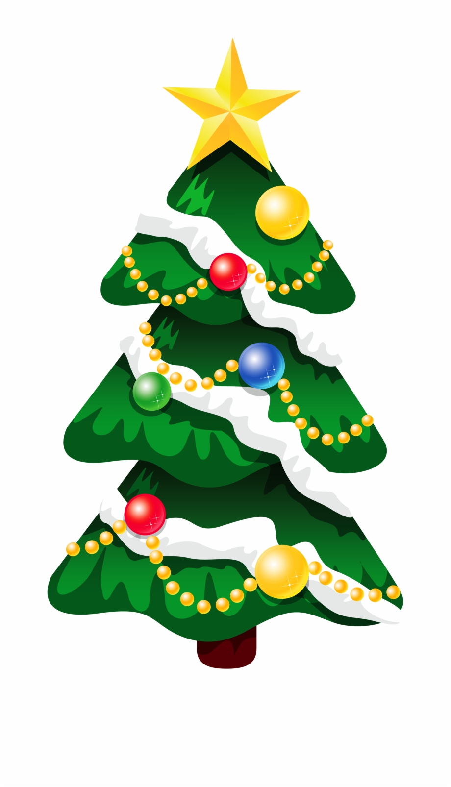Transparent Snowy Deco Xmas Tree With Star Png