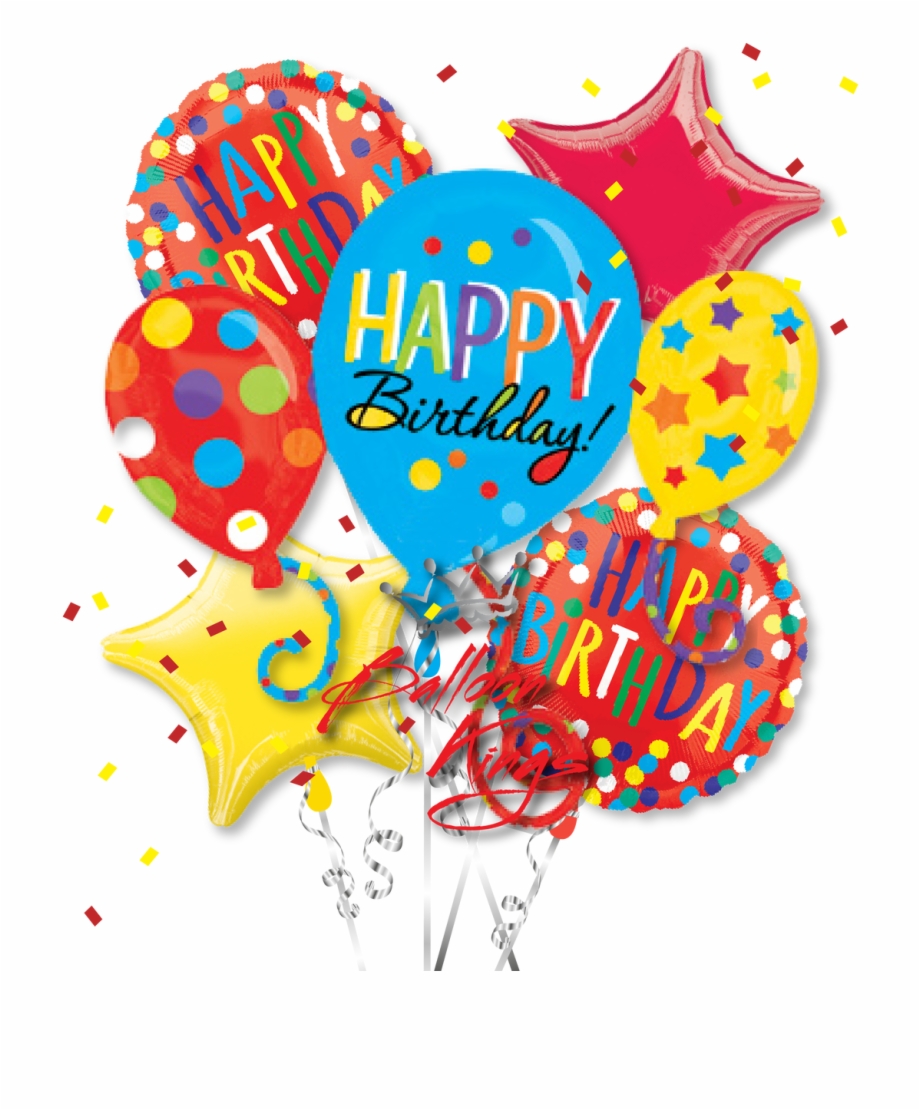 Happy Birthday Balloons Cluster Bouquet Balloon - Clip Art Library