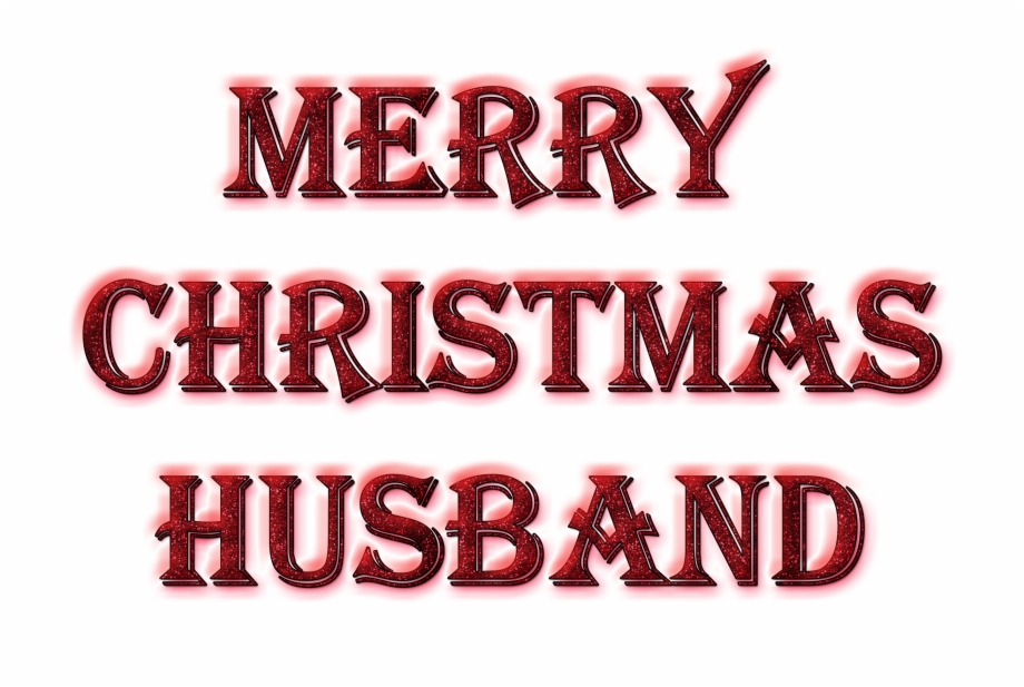 Merry Christmas Husband Word Art In Glitter Carmine