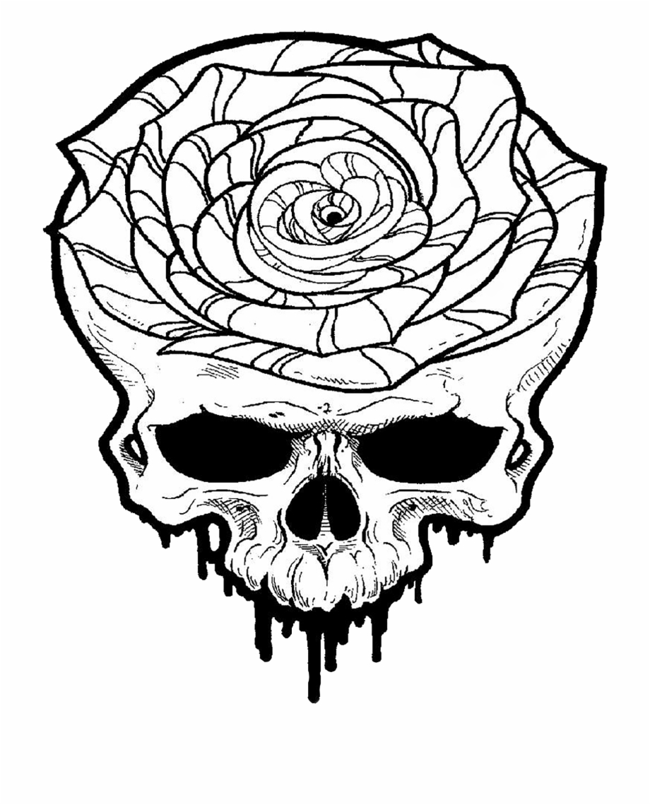 Picture Skull Rose Tattoo Line