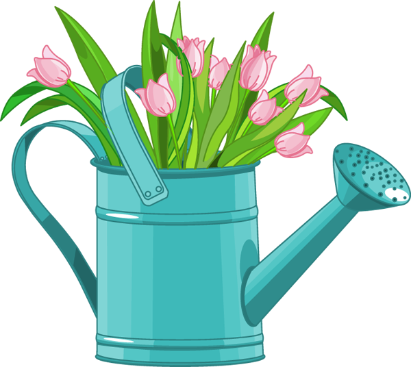 Spring Rain Clipart Watering Can With Flowers Clipart