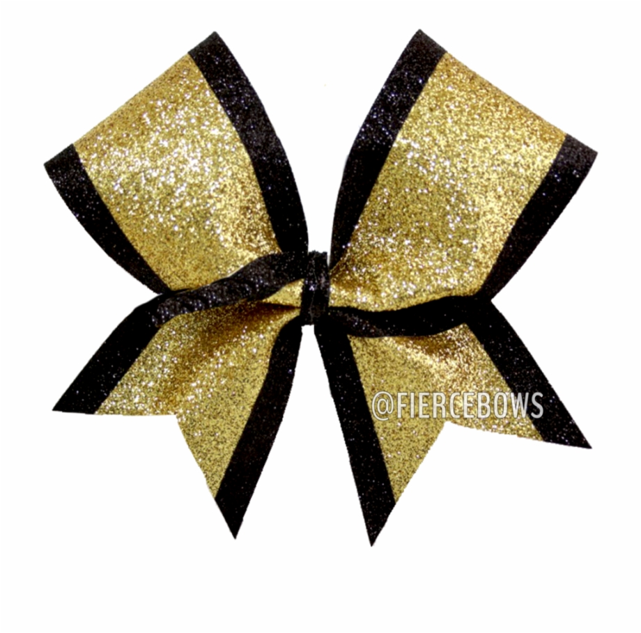 Gold Glitter With Black Glitter Trim Bow Fierce