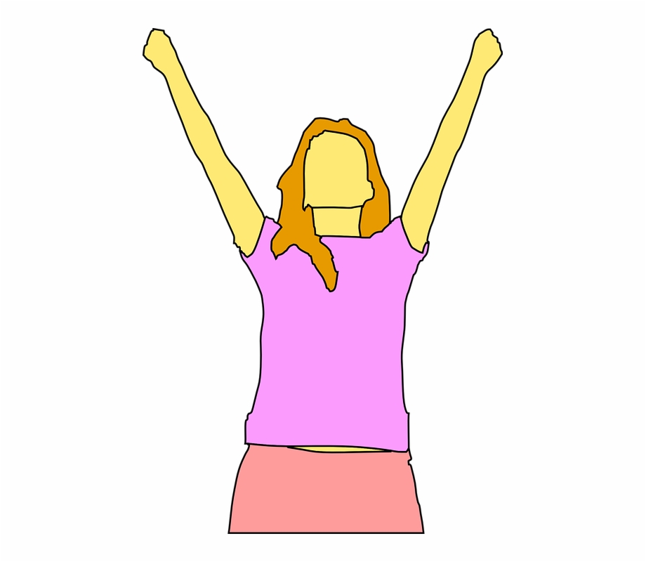 Woman Happy Girl Lady Hands Raised Exercises Person