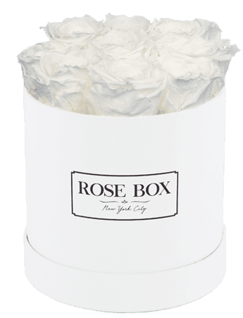 Small White Box With Pure White Roses Whipped