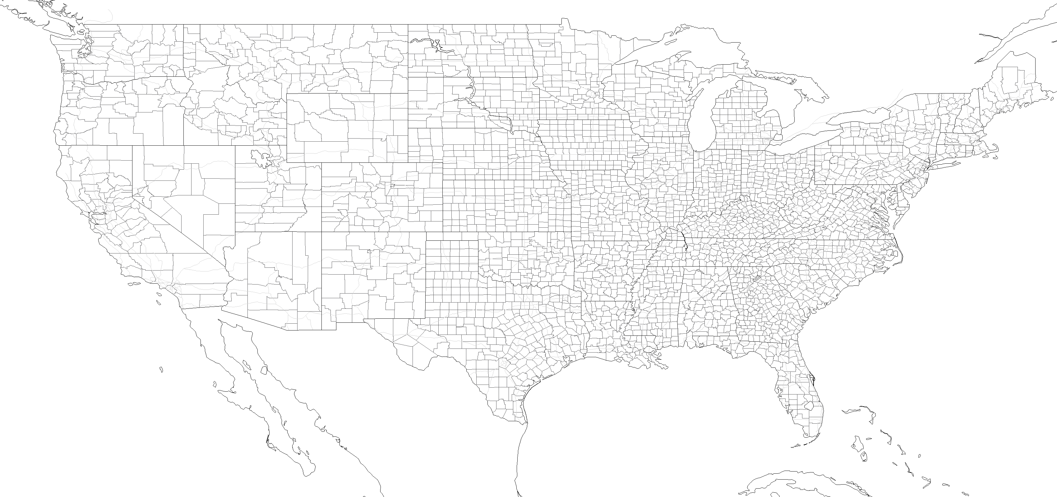 United States Blank Map Black And White Png Clipart A 5143