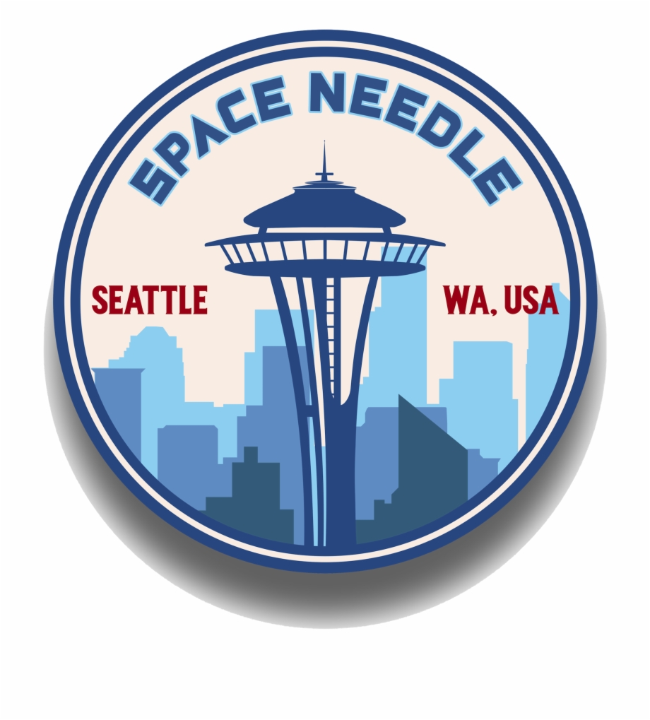 Space Needle Circle Sticker Seattle Redhawks