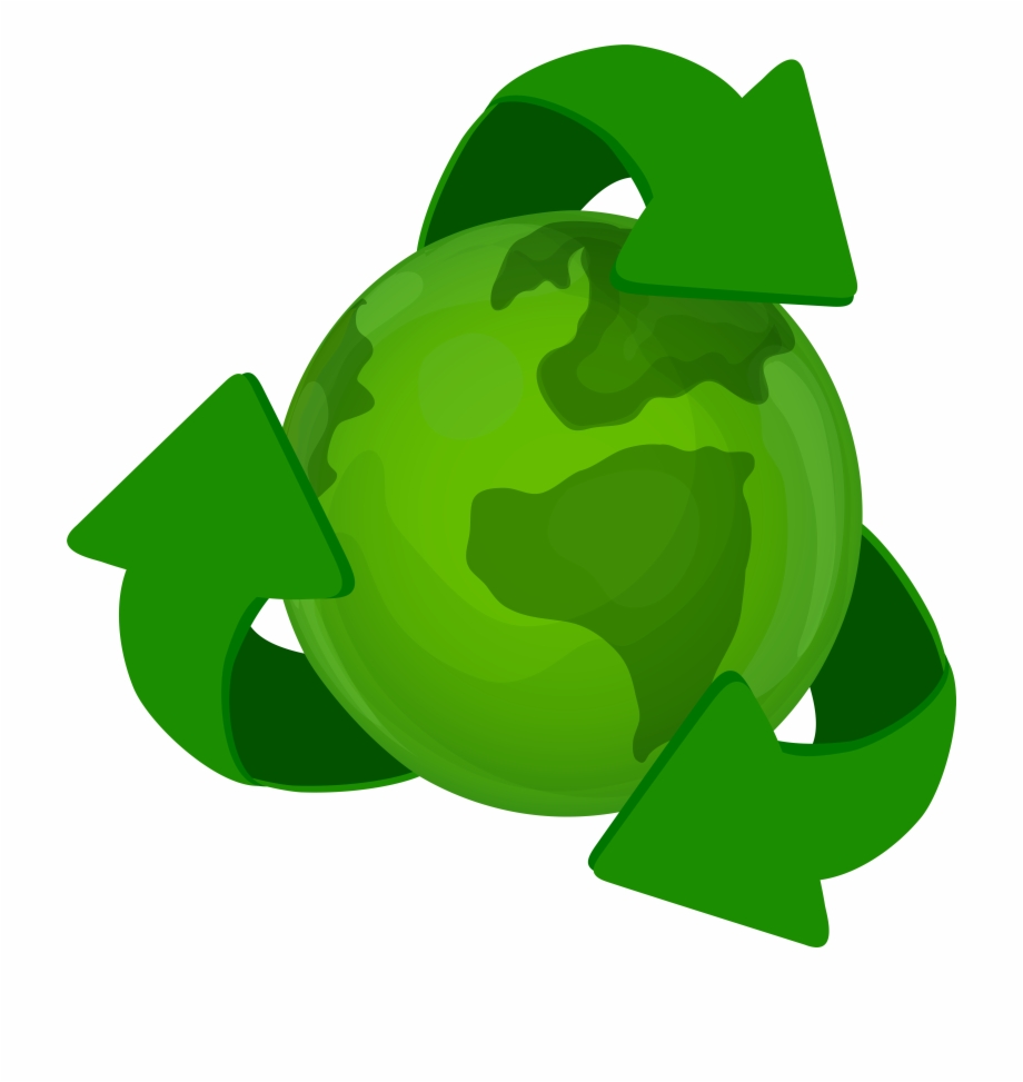 Green Earth Planet With Recycle Symbol Png Clip