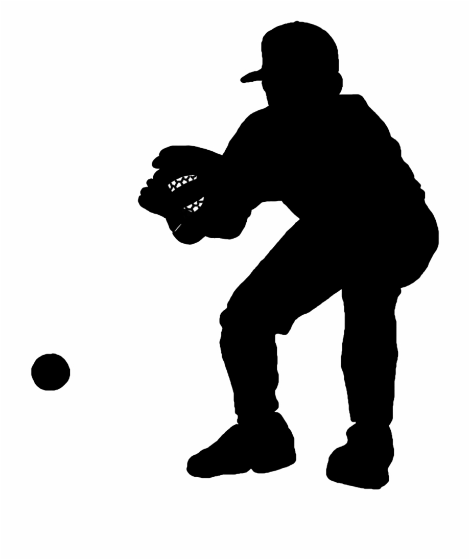 Black Silhouette Of Young Baseball Player Baseball Players