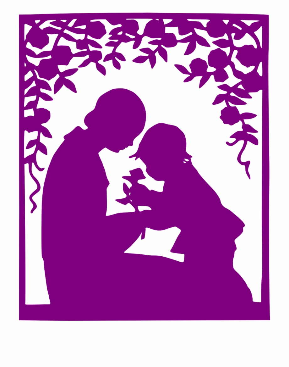 Mother Child Silhouette Purple Png Image Grandmother With