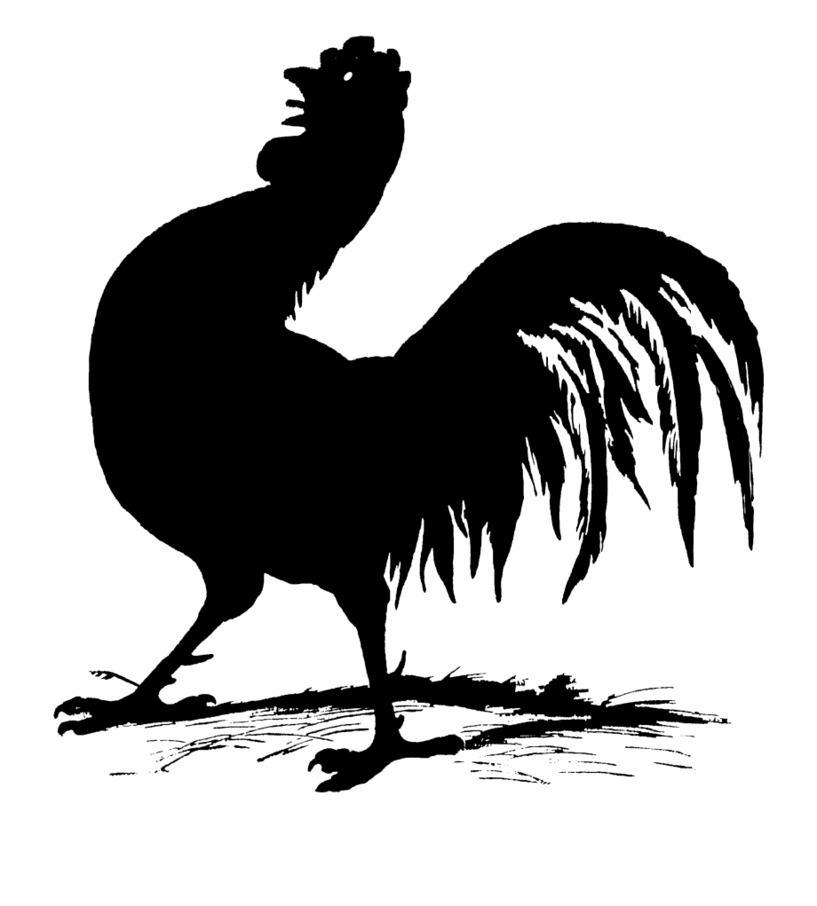 1424 Rooster Silhouette Free Vintage Clip Art Rooster