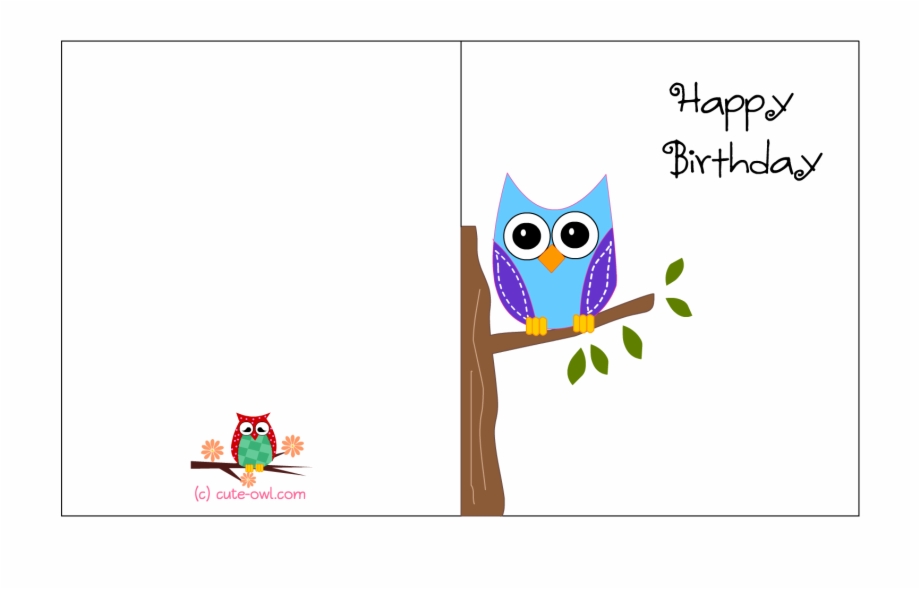 Cute Owl Sitting On A Branch Happy Birthday
