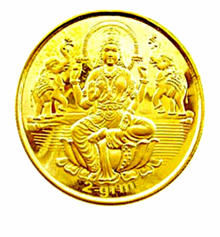 Single Gold Coin With Maa Laxmi Image