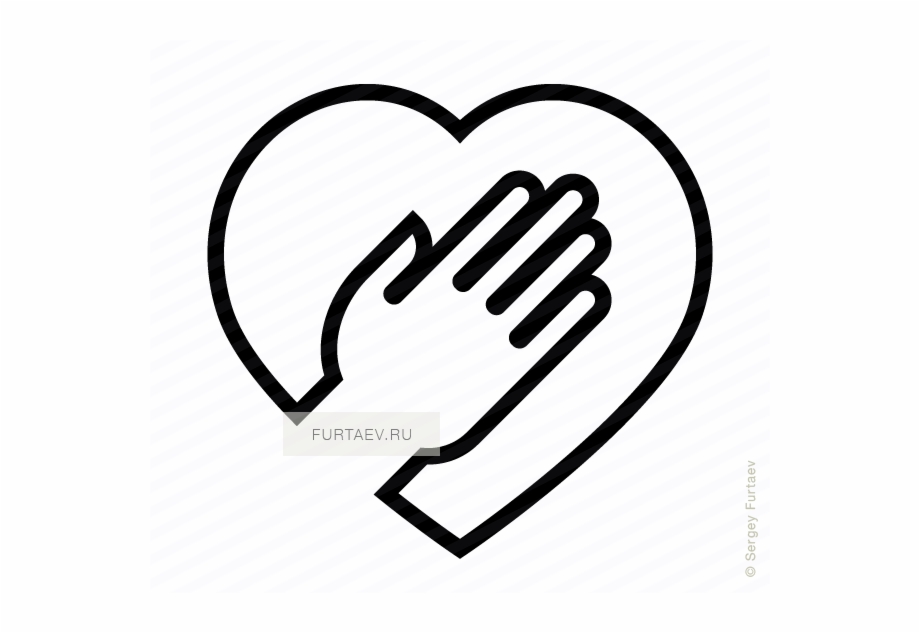 Vector Icon Of Heart Under Human Hand Hand