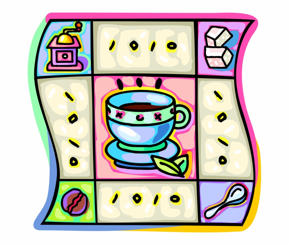 Vector Illustration Of Coffee Cup Coffee Bean Sugar