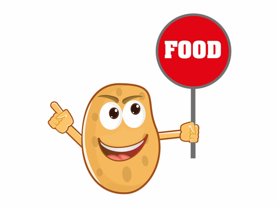 Food Cartoon Mascot Potato Character Smiling Stop Smile