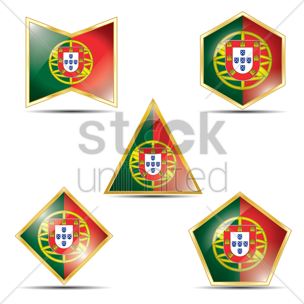 Set Of Portugal Flag Buttons V Emblem