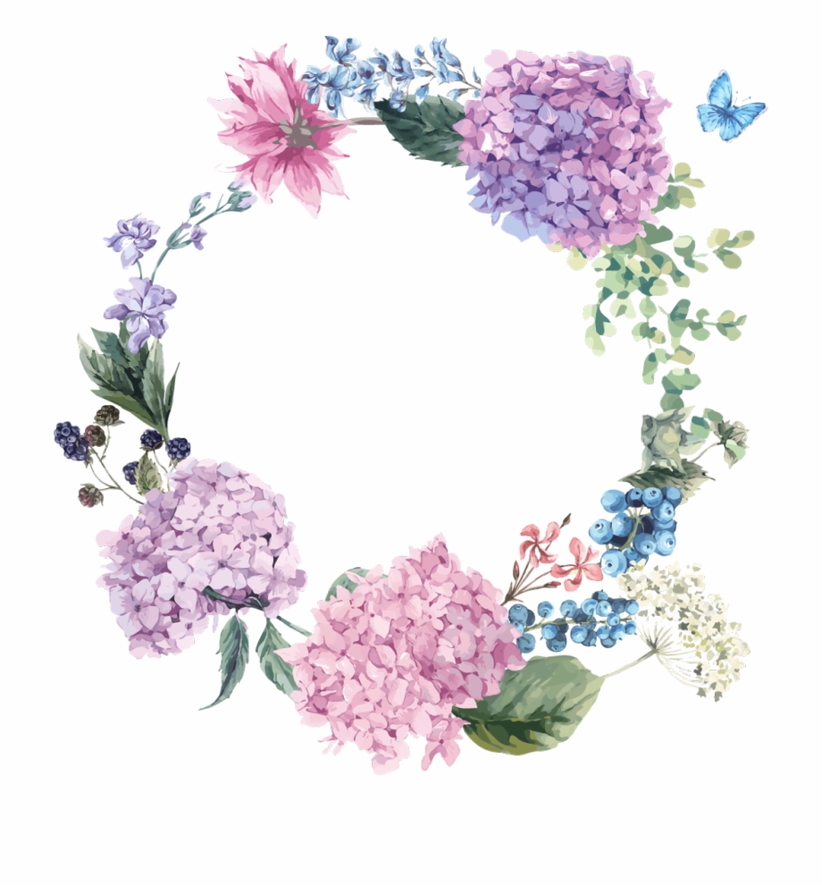 Floral Purple Lilac Reef Flowers Pink Circle Hydrangea
