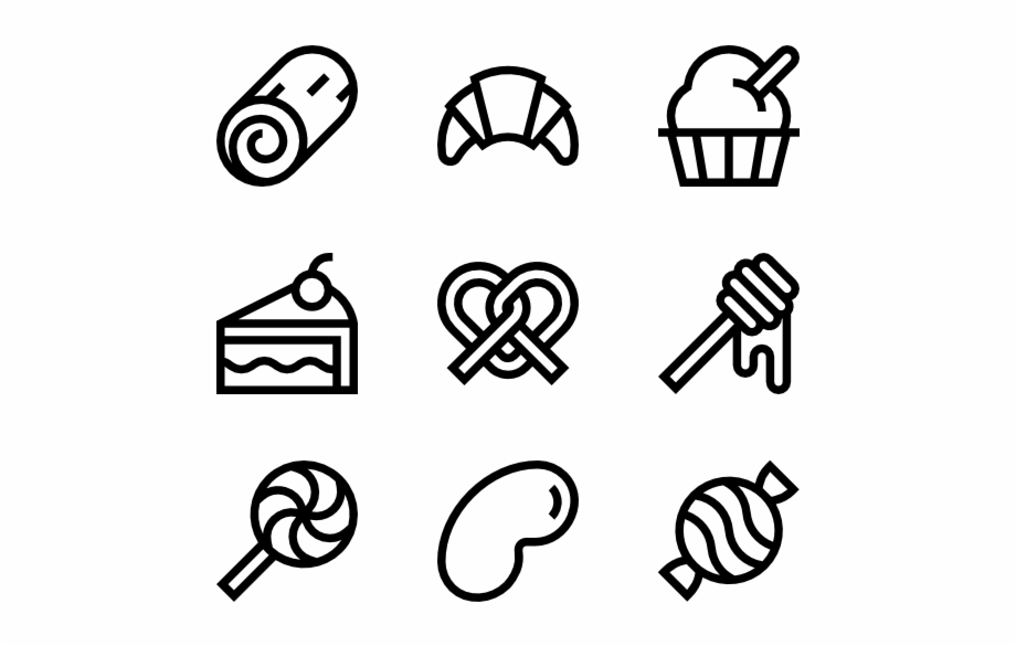 Sweet And Candy Shop Hand Drawn Icons Png