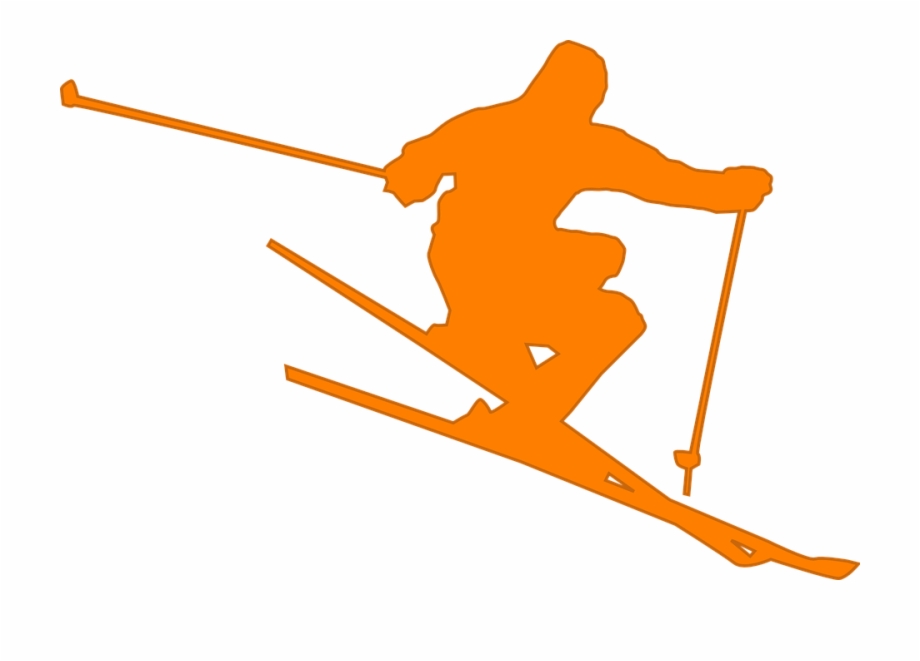 Skier Ski Freestyle Aggressive Jump Skiing Orange Skier