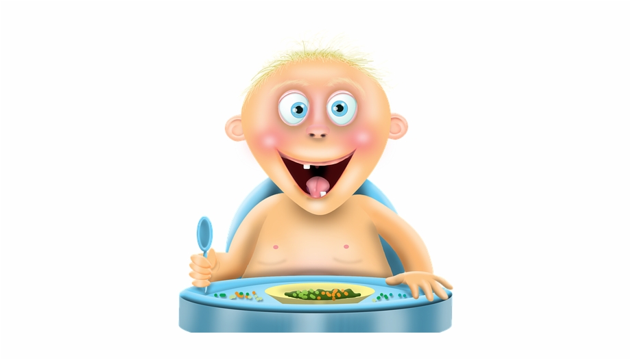 Baby Boy Cartoon Feeding Eating Character Male Baby