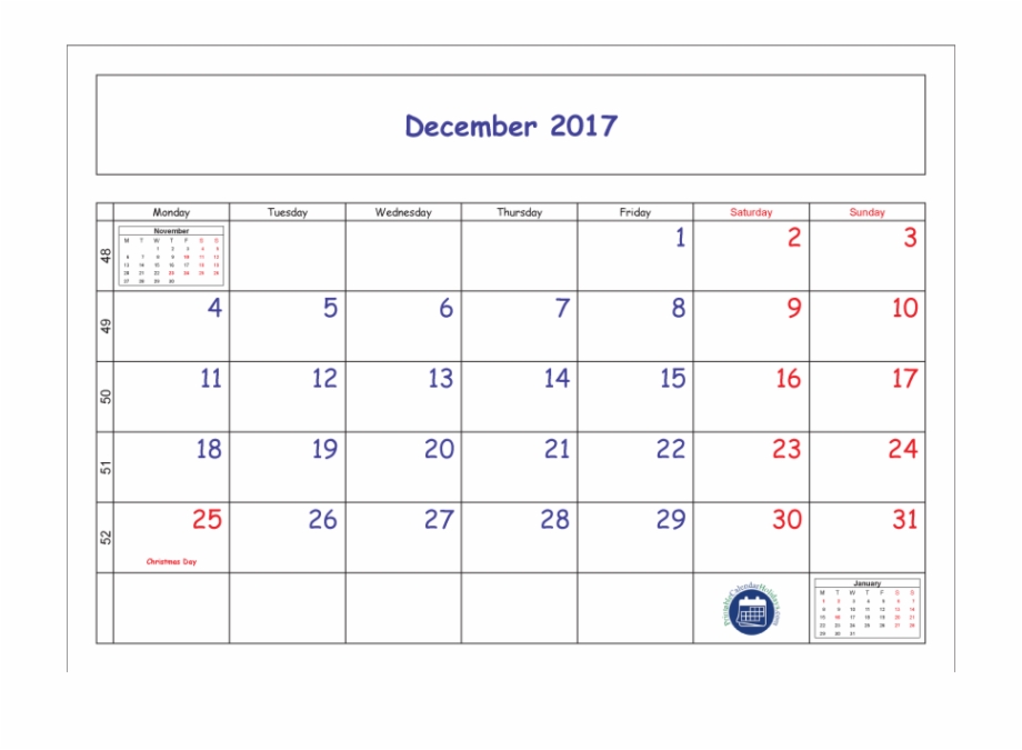 Blank December With Week Numbers August Calendar With