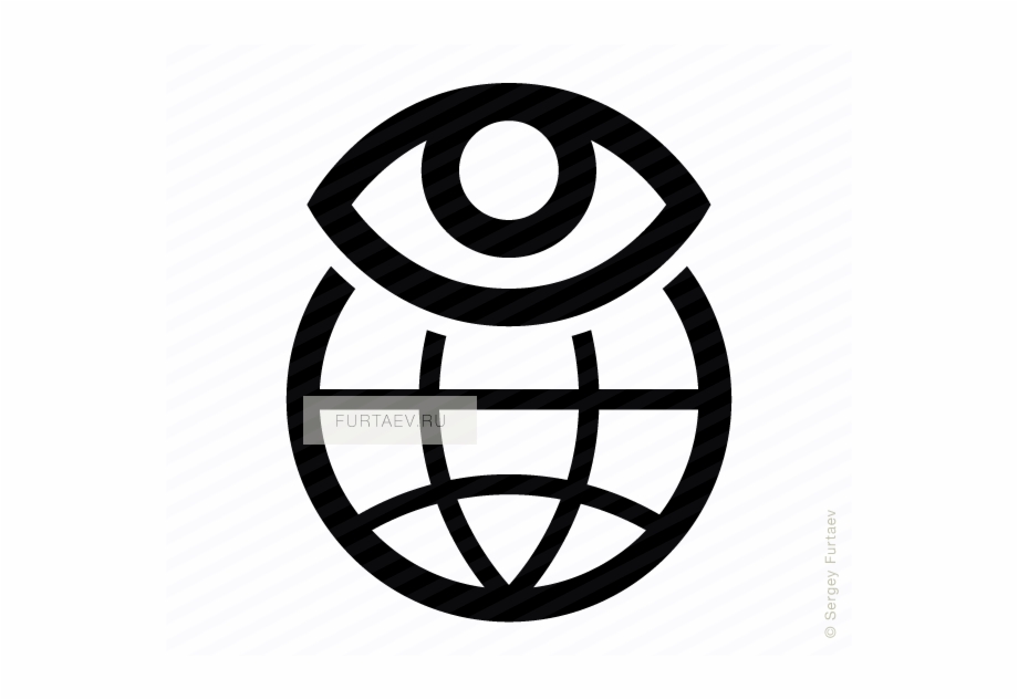 Vector Icon Of Globe Under Eye World Outline