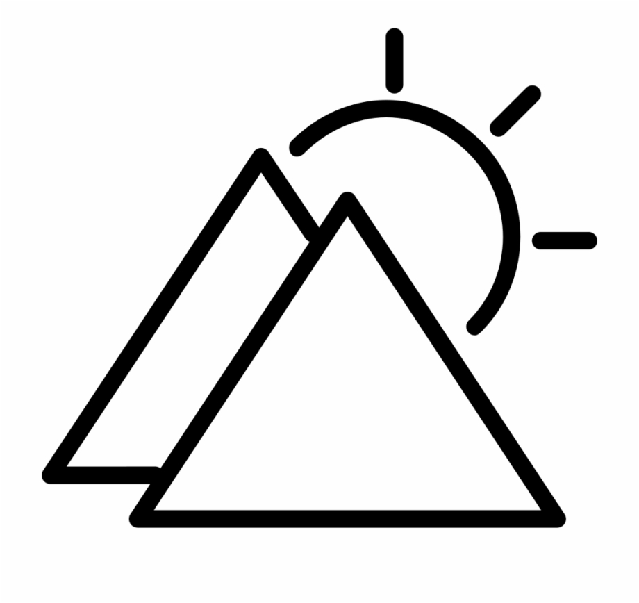 Sunny Day Symbol Outline With Triangular Mountains Outline