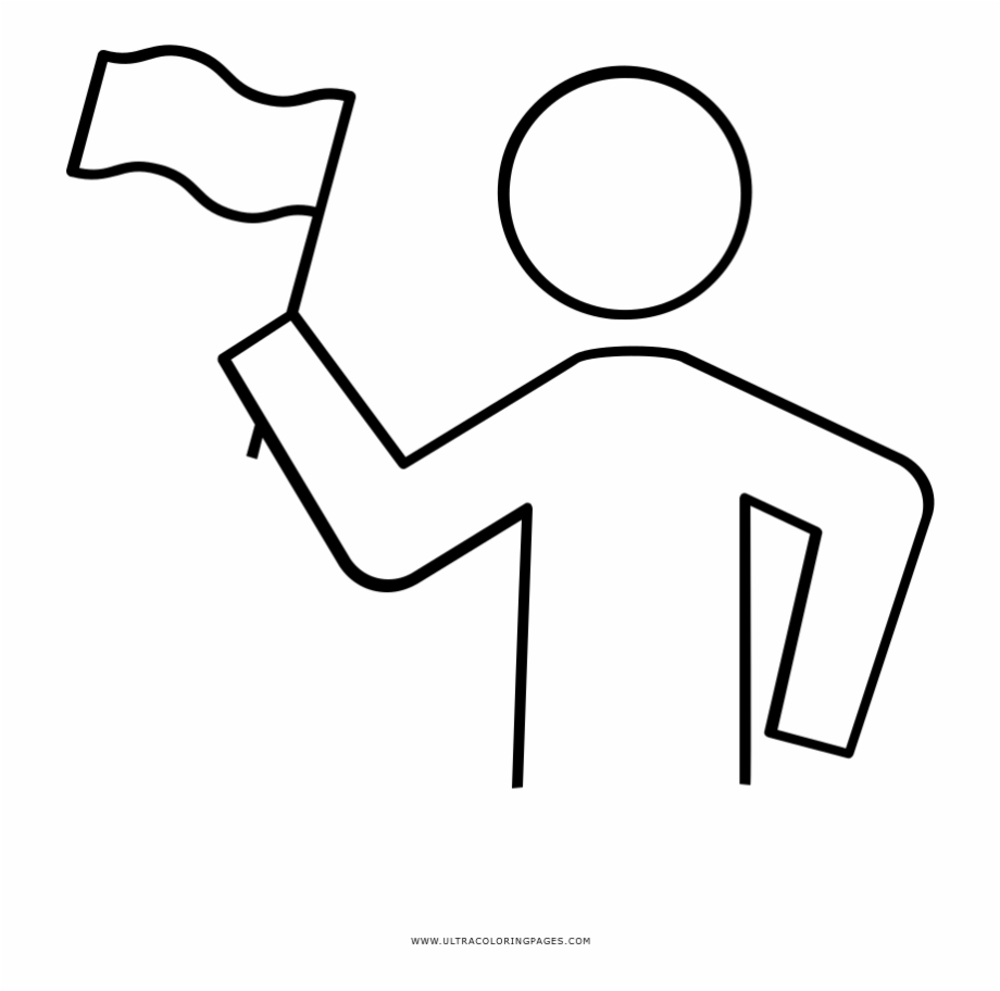 Waving Flag Coloring Page Line Art