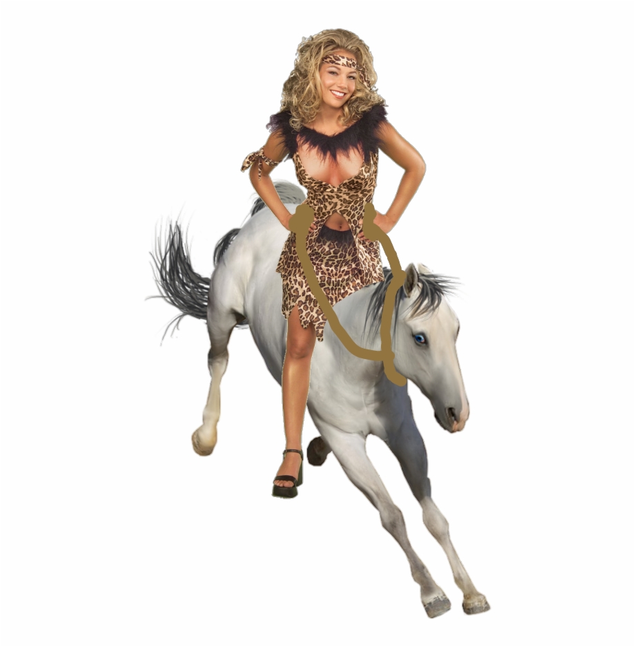 Photo Sexy Cavewoman Taming A Beautiful Wild Horse