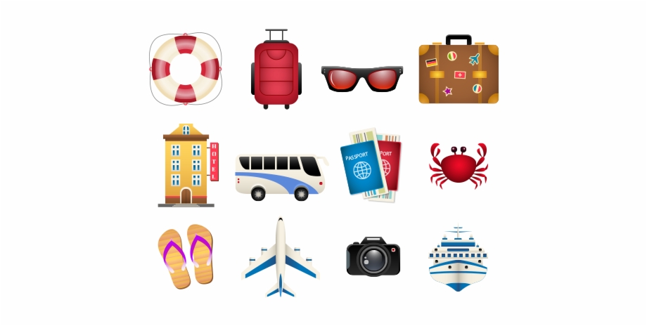 Summer Holiday Travel Icons Cones De Viagem Vetor