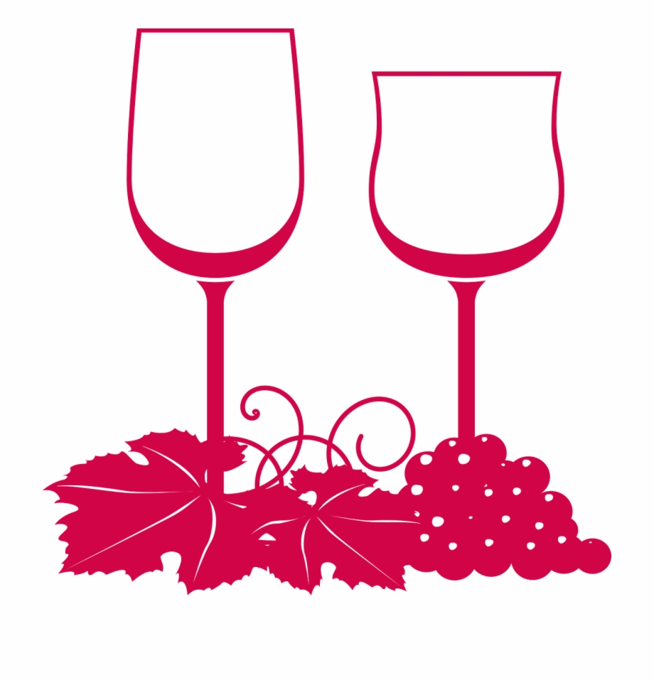 Glasses Wine Grapes Leaves Pink Png Image Clip