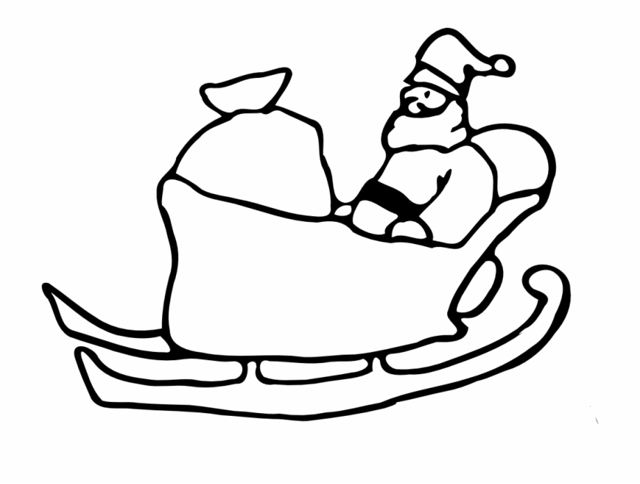 Xmas Colouringbook Santa In His Sleigh Drawing