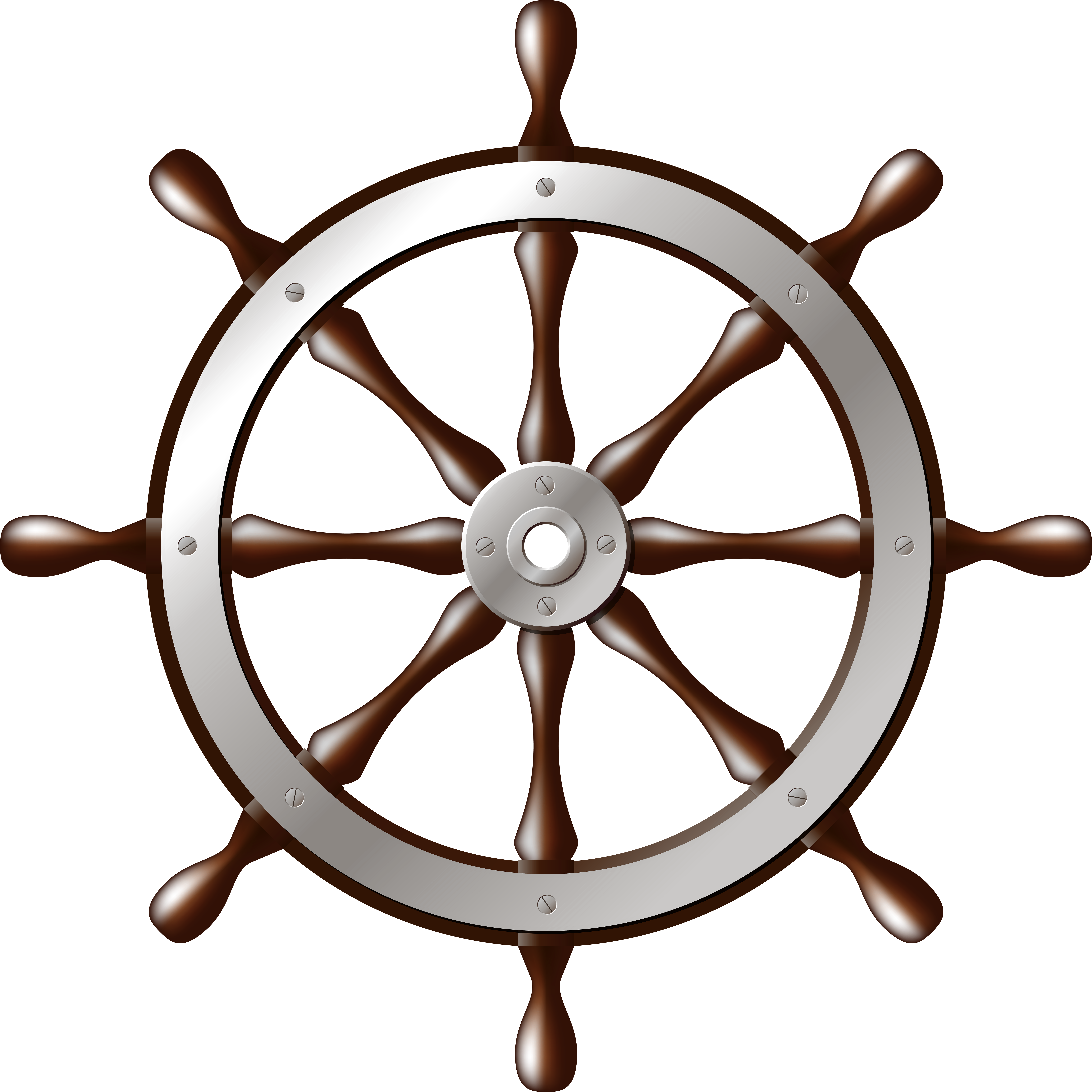 Ship Wheel Silver Png Clip Art