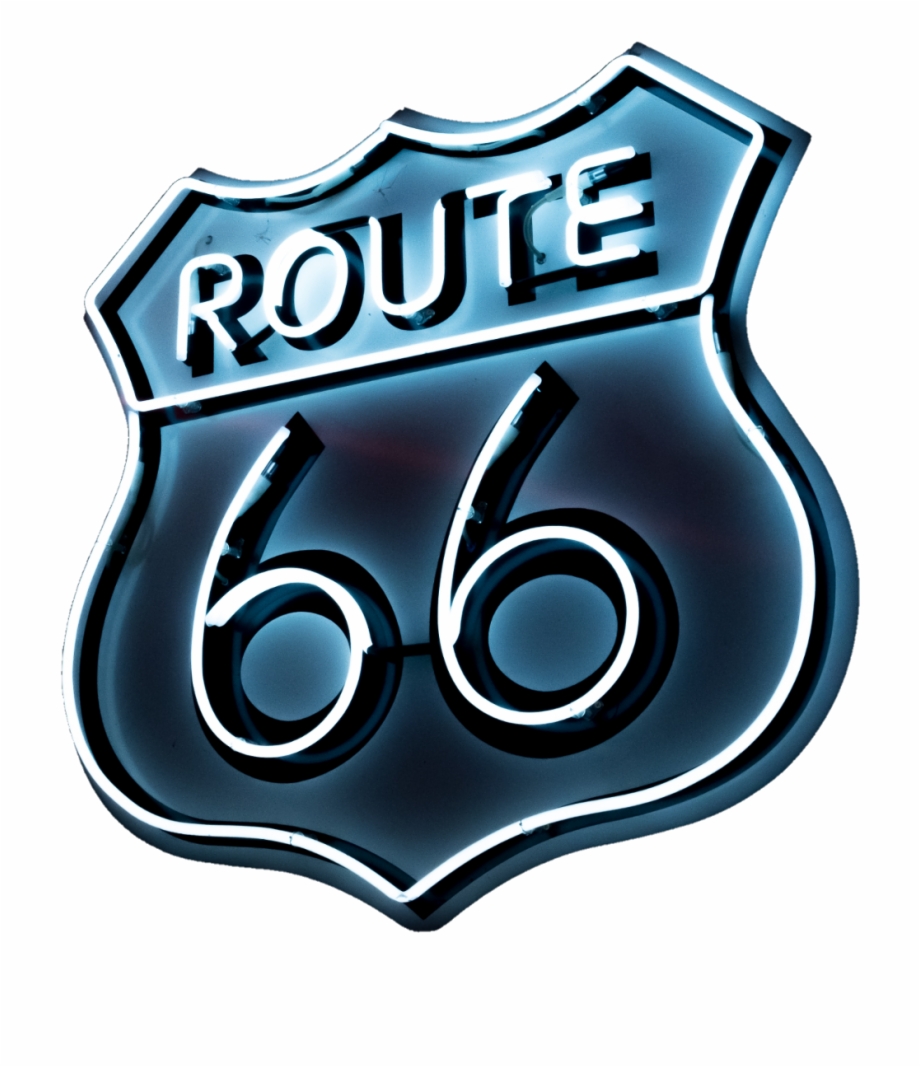 Neon Sign Route66 66 Light Dark Emblem