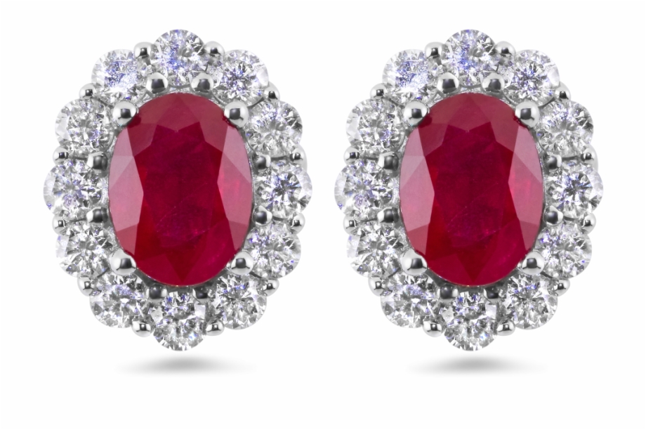 Red Diamond Earrings Red Ruby With Diamonds Earrings