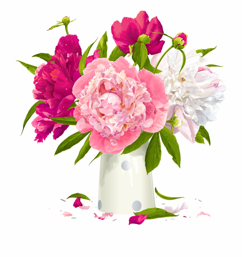 Peony Pink Flowers In Vase