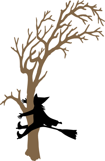 Witch Crash2 Halloween Tree Silhouette Png