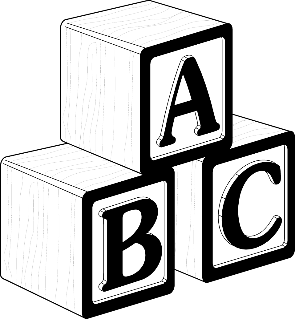 letter block clipart black and white