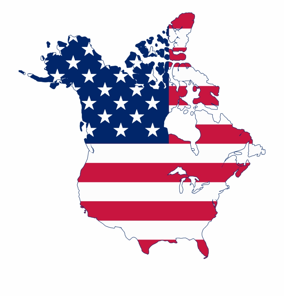 Flag Map Of Canada And United States Canada