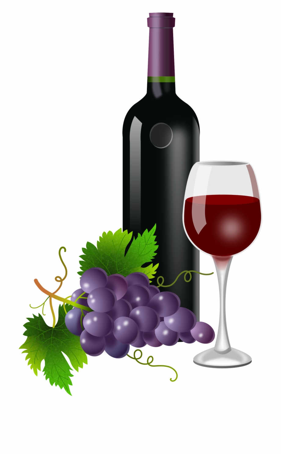 Png Wine Bottle And Glass Wine And Grapes