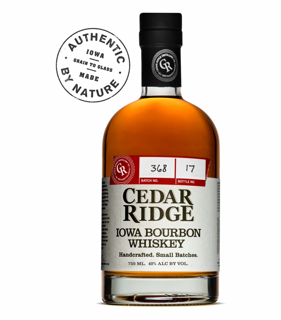 Iowa Bourbon Whiskey Cedar Ridge Whiskey Bottle